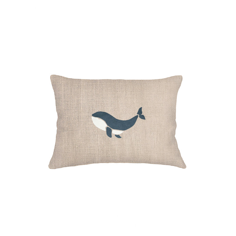 Coussin en lin brodé Whale Tale, Duvet synthétique