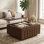 Table basse à plateau relevable de 31,5 po avec rangement, table basse moderne en bois de style Mid-Century avec grand rangement caché et conception arquée, table centrale carrée avec plateau relevable pour salon, bureau, brun