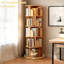 Bibliothèque rotative à 5 niveaux, bibliothèque ronde pivotante à 360 °, peu encombrante, petite bibliothèque rotative pour chambre à coucher, salon, maison, bureau, couleur bois-2055450427