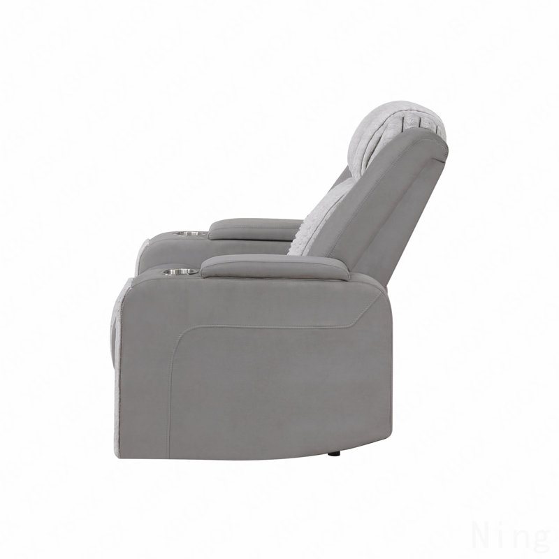 Duran Gray Power Recliner With Power Headrest And LED Light, Gray