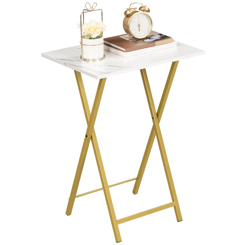 Keare Tray Table, White Marble/Gold