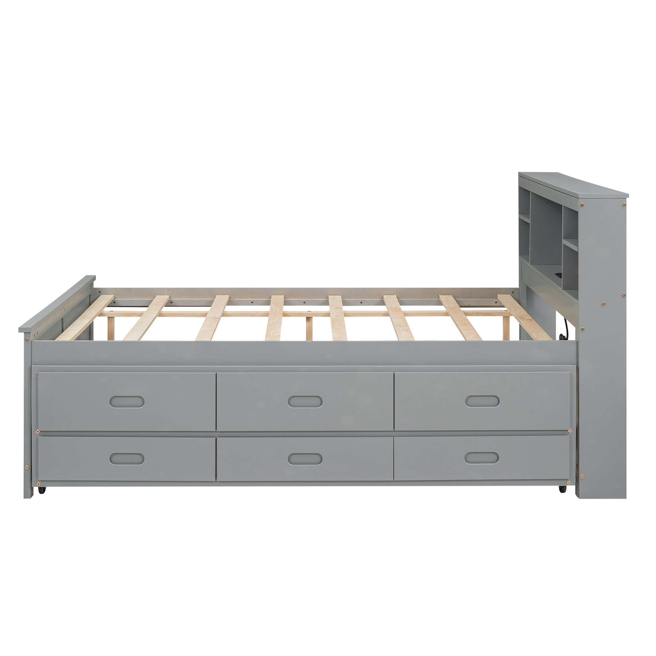 Latitude Run® Full Size Platform Bed with Storage Headboard, USB, Twin ...