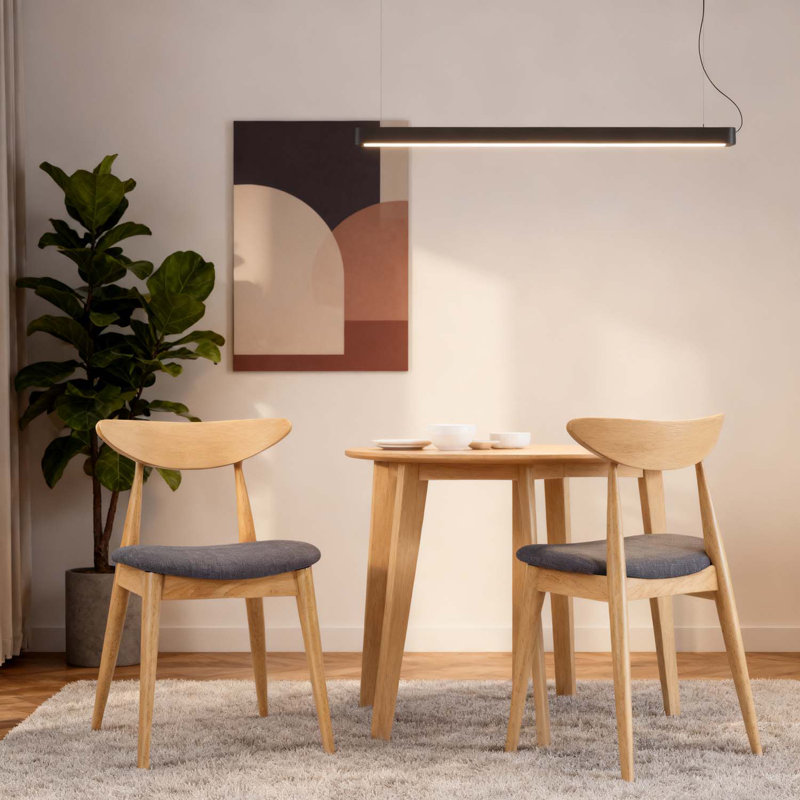 Ensemble de 2 chaises de salle à manger rétro avec cadre en bois durable, Gris, Naturel