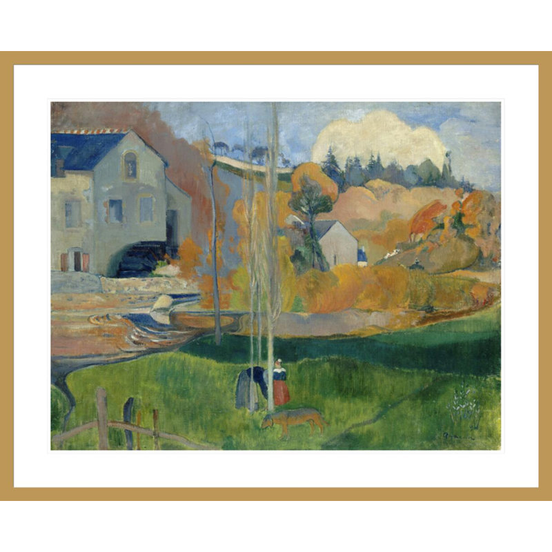 «Paysage de Bretagne - le moulin David» par Paul Gauguin - estampe numérique encadrée, H 33,5 po x l 41,11 po
