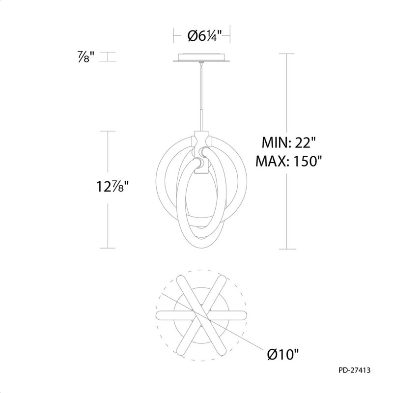 Luminaire suspendu à nœuds DEL, 2700 K, Noir