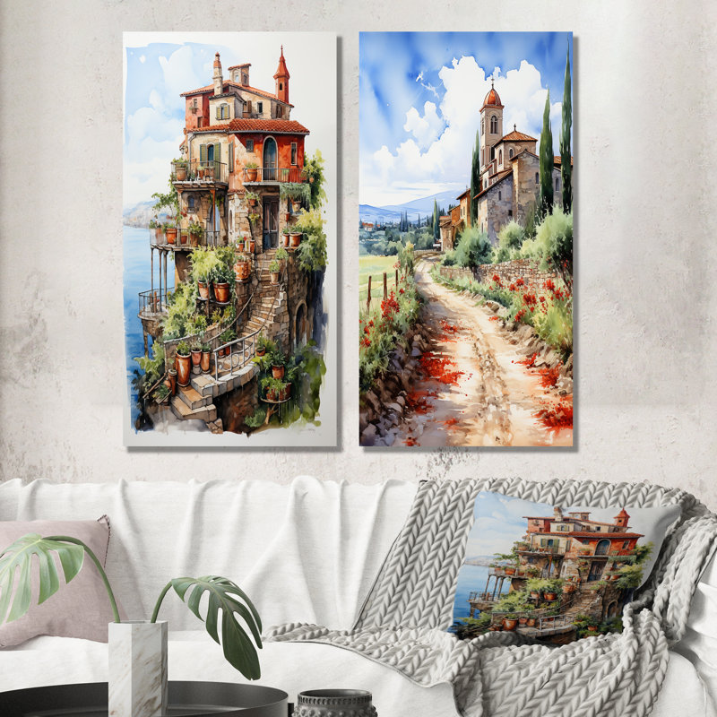 Italian Village Charm I - ensemble de salon mural en métal italien 2 pièces, H 28 po x l 24 po