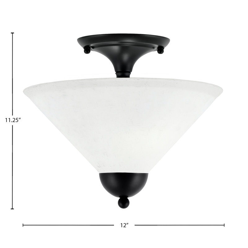 Magar Semi-Flush 2 Bulbs With 12" Glass, White Muslin, Matte Black 