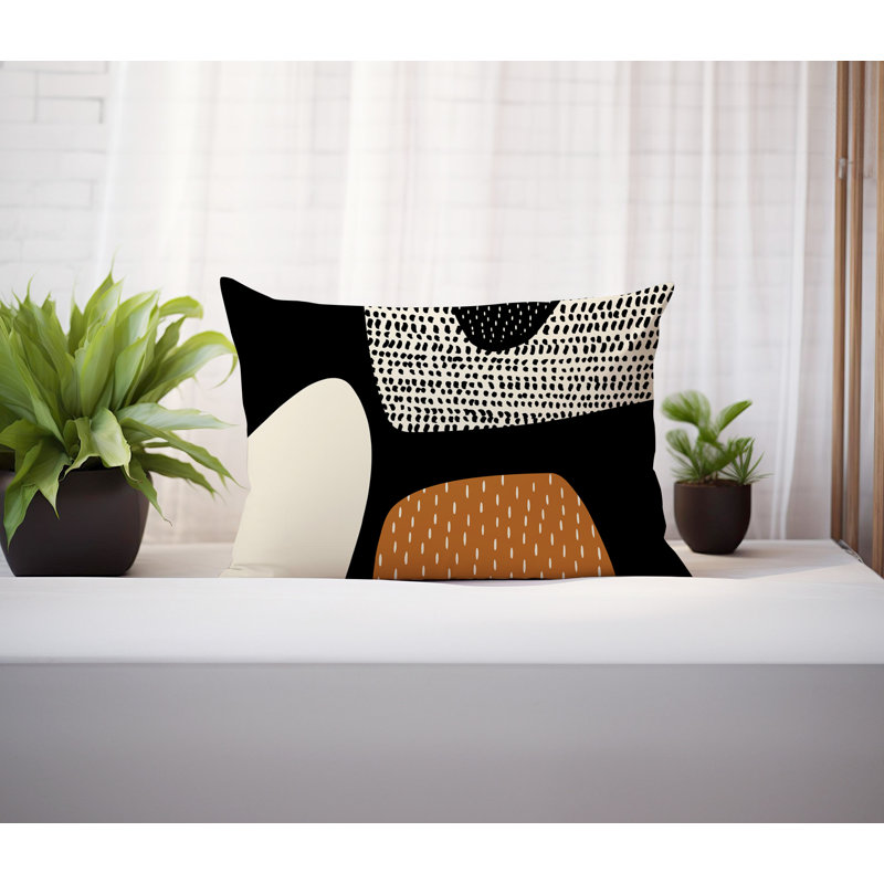 Coussin lombaire réversible intérieur / extérieur Vikka, H 14 po x l 20 po, Burnt Orange/Black/Off-White