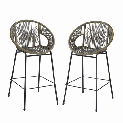 Tabouret de bar d'extérieur vert Ferrara, ensemble de 2