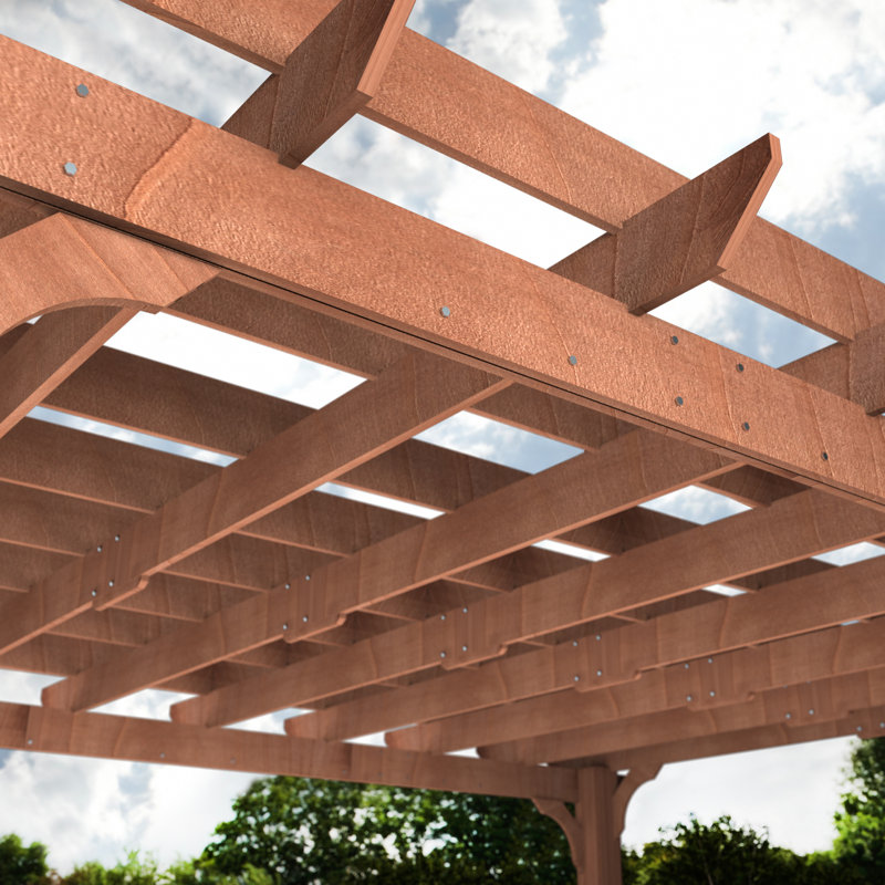 Solid Wood Pergola, 14.1 ft. W x 11.48 ft. D