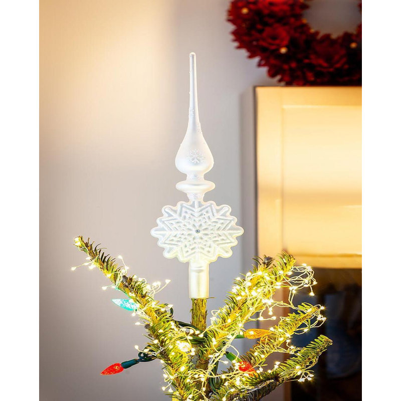 13'' Glass Christmas Tree Topper, Silver