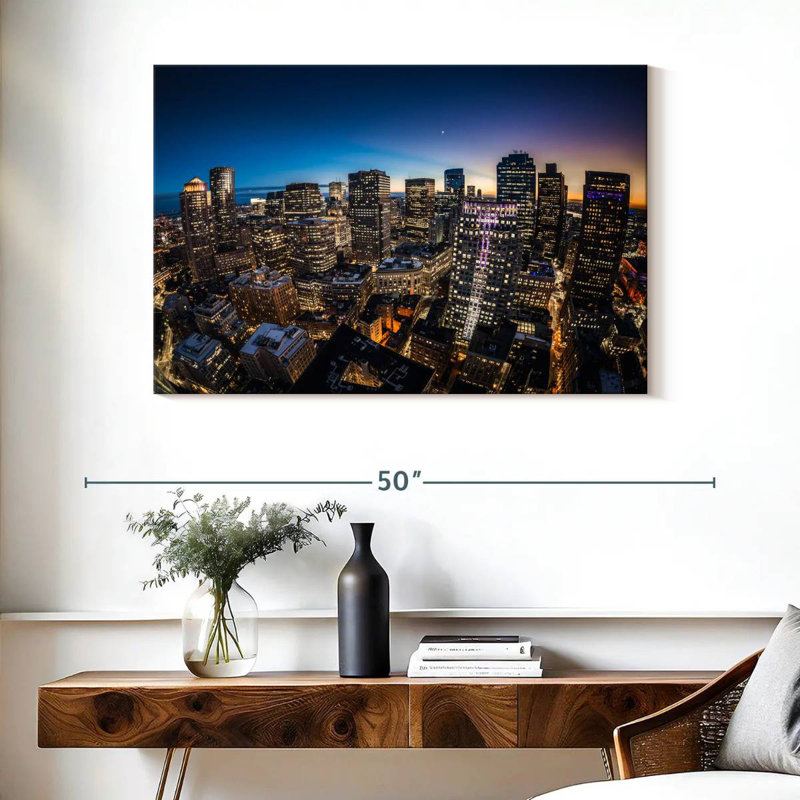 Blue Hour Boston Skyline, H 26 po x l 39 po