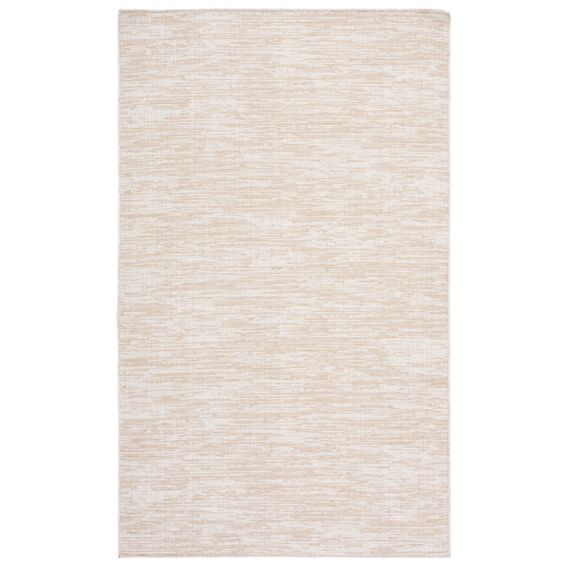 Natural Round Hand-knotted Wool and Synthetic Rug