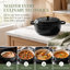 Casserole en fonte émaillée noire matte de 5 pintes avec gants en silicone