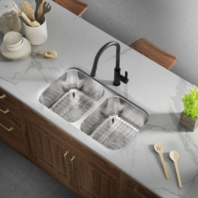31.25'' L Double Bowl Stainless Steel Kitchen Sink