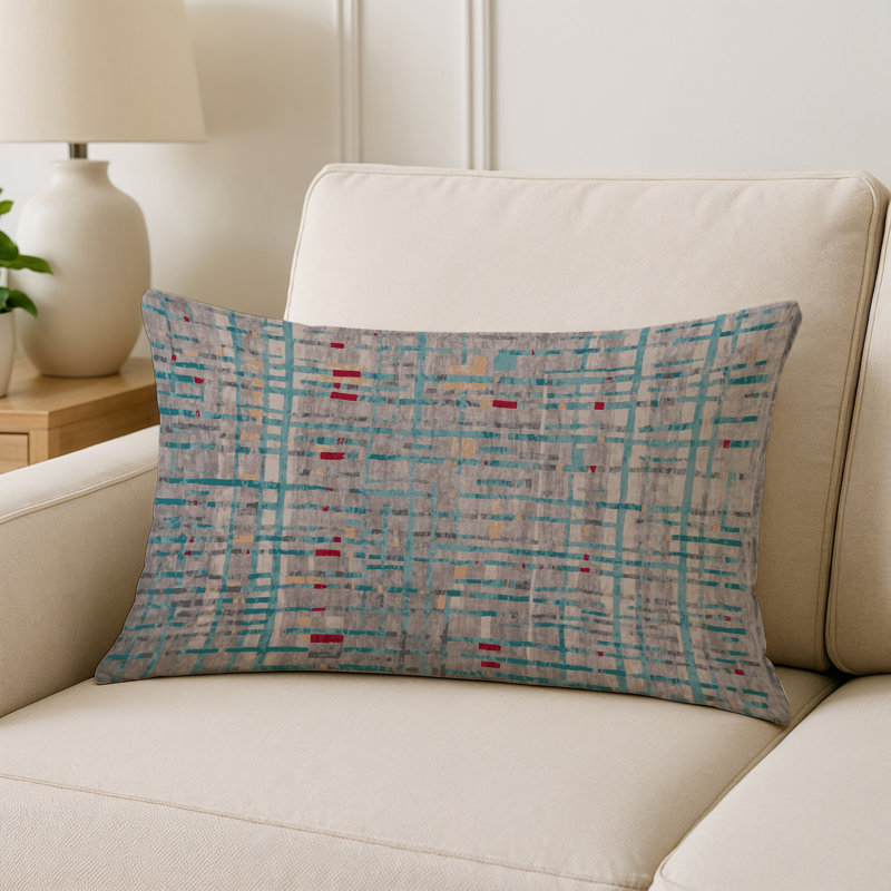 Coussin décoratif intérieur et extérieur Modern, Rectangle H 18 po x l 25 po, Gris abstrait 21