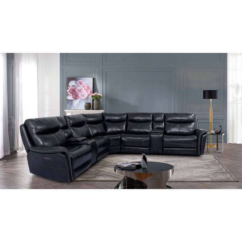 Canapé modulaire inclinable en cuir 135,5 po
