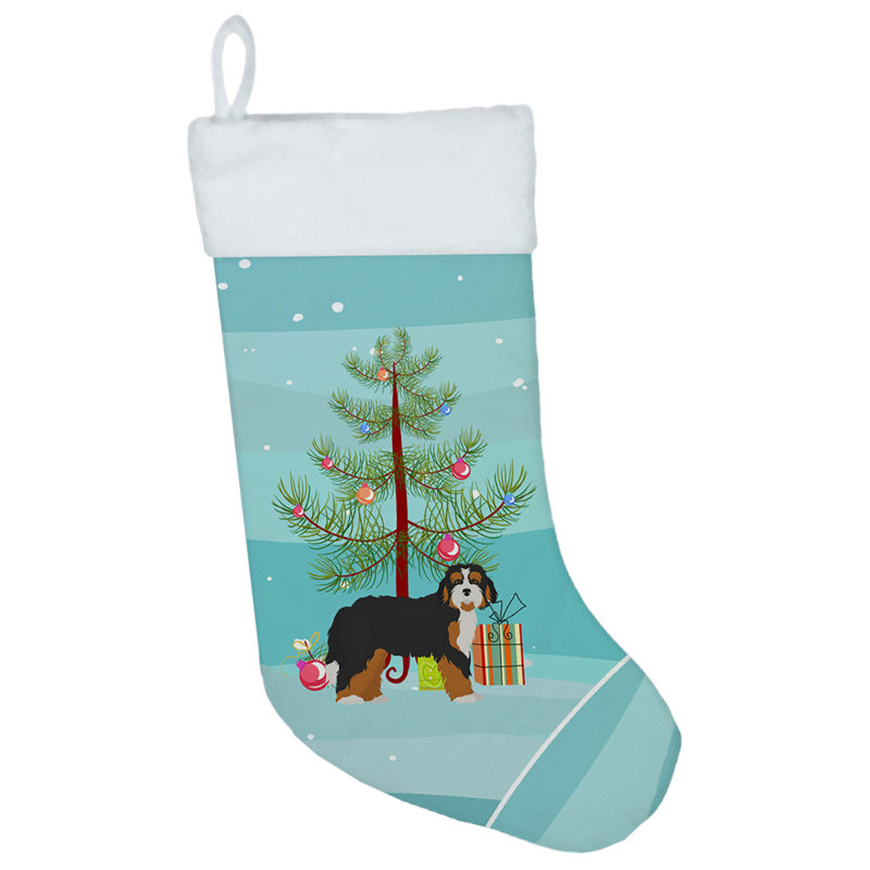Chaussette de noël joyeux de noël, Bernedoodle noir