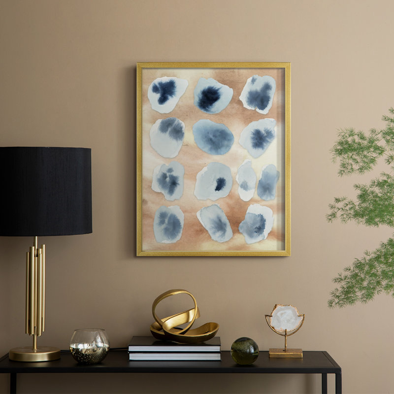 Tiled Serenity Fragments I Framed Print - Solid Wood, H 21 po x l 17 po, Doré