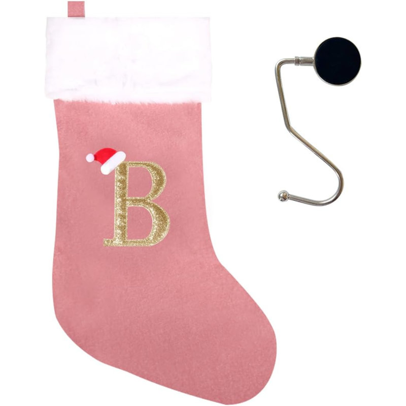 Bas de Noël monogrammés de 20 pouces avec lettres, bas de Noël super doux, bas de grand monogramme, bas de lettre rouge pour les Fêtes de Noël, cadeau de Noël…