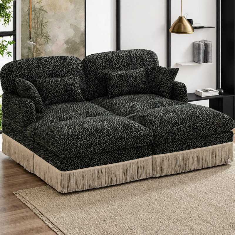 Canapé Chenille, Vert/noir