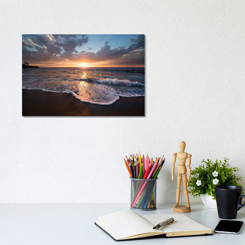 États-Unis, Californie, La Jolla. Coucher de soleil sur la plage II - Estampe numérique sur toile tendue avec châssis