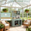 Buffet de cuisine autoportant avec huche avec tiroirs, portes en verre et tablettes réglables Pantry-1254633216