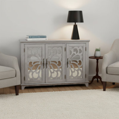 49.33-inch Sideboard With Three Mirrored Doors And Adjustable Shelves, Suitable For Living Rooms, Bedrooms, Dining Rooms, And Kitchens.