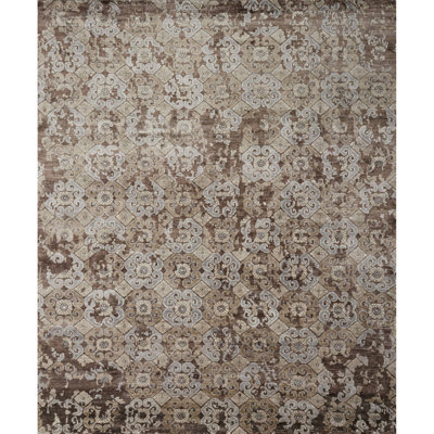 Hand Knotted Viscose Geometric Indoor Rug