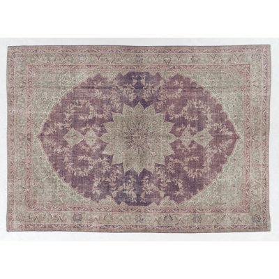 Tapis turc noué à la main. Tapis rétro Oushak aux couleurs douces. Très bon état