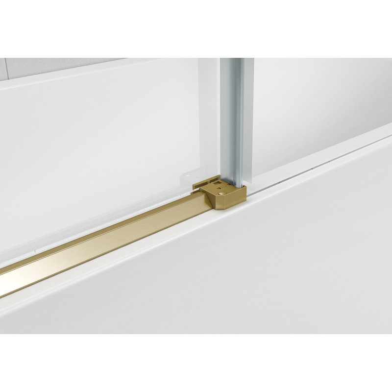 Porte de baignoire coulissante simple sans cadre l 60 po x H 60 po avec verre trempé transparent de 5/16 po (8 mm), Doré