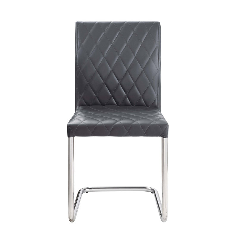Chaise d'appoint grise et chromée avec base luge (ensemble de 2)