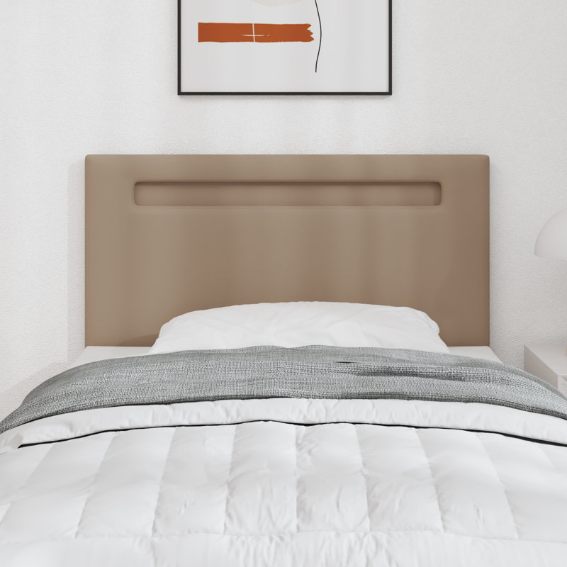 Headboard Plain Design Faux Leather, 98cm H x 100cm W x 5cm D, Brown, 100 x 200cm