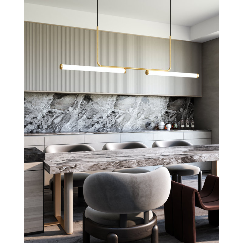 Vesper 1 - Light LED Pendant, Brushed Gold, 13.63" H x 73" W x 1.75" D
