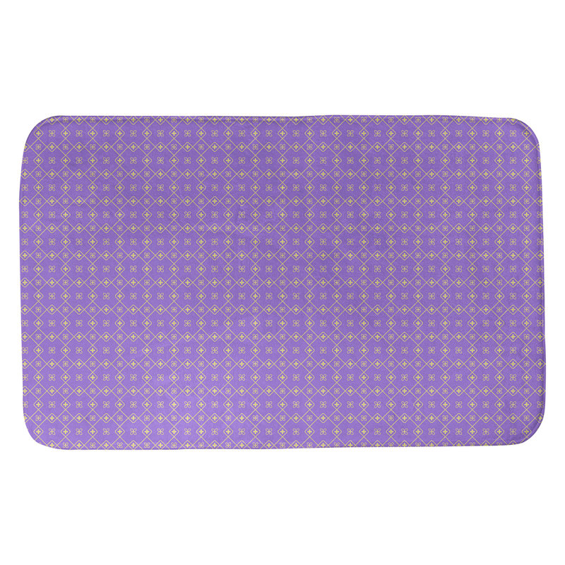 Tapis de bain antidérapant rectangulaire en forme de napperon de style Elizabeth bueschel, l 21 po x L 34 po, Mauve / Jaune
