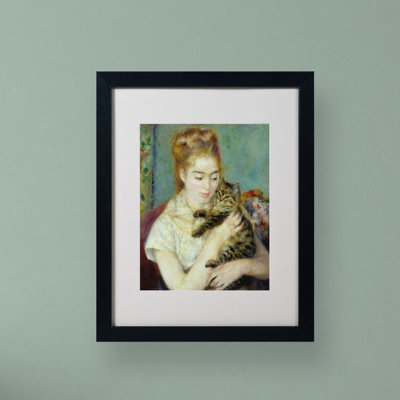 «Woman with a Cat 1875» par Pierre-Auguste Renoir - reproduction d'art sur toile