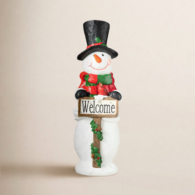 Lighted Resin Snowman Porch Decor