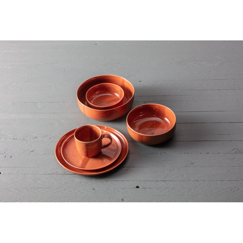 Nosse With Fortessa Svelte Stoneware, 16 Piece Dinnerware Set (Service for 4), Terracotta, Terracotta
