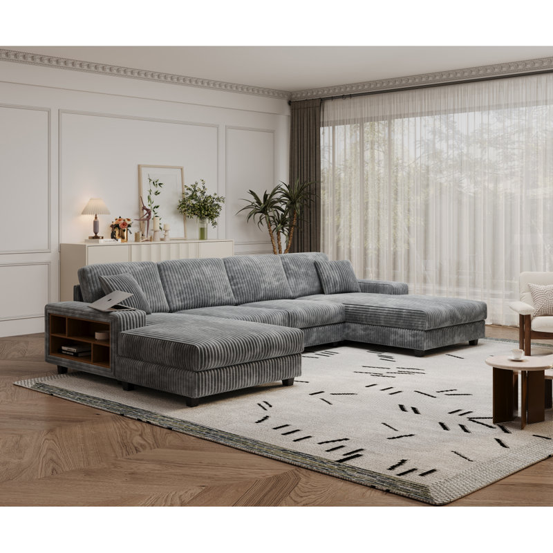 Canapé convertible polyvalent pour salon moderne, confortable et élégant, Dark Grey Corduroy