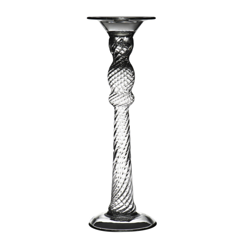 Large Clear Glass Pillar Candlestick Holder