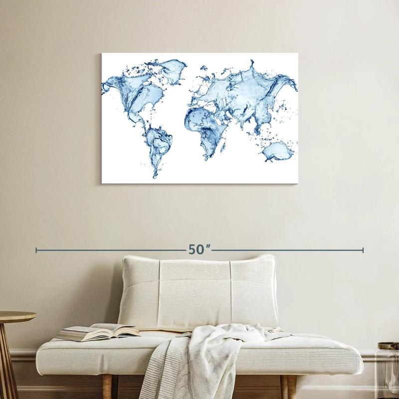 Aliaz Splash World Map, 24" H x 36" W