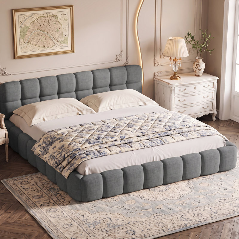 Platform Bed, 140 x 190cm, Grey