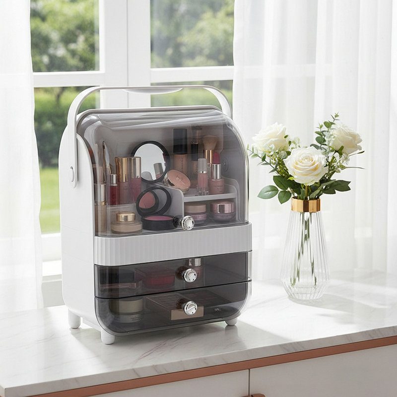 Plastic / Acrylic Makeup Organiser, Light Grey
