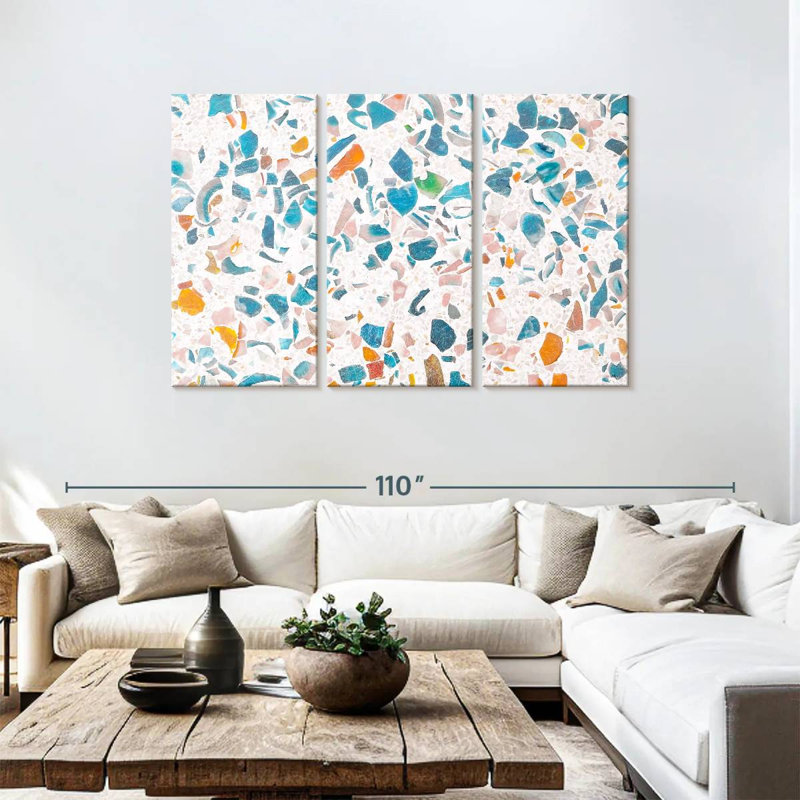 Plancher de terrazzo abstrait Avery, H 48 po x l 74 po