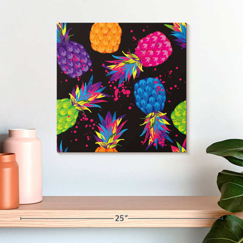 Yarlin Neon Pineapples, 16" H x 16" W