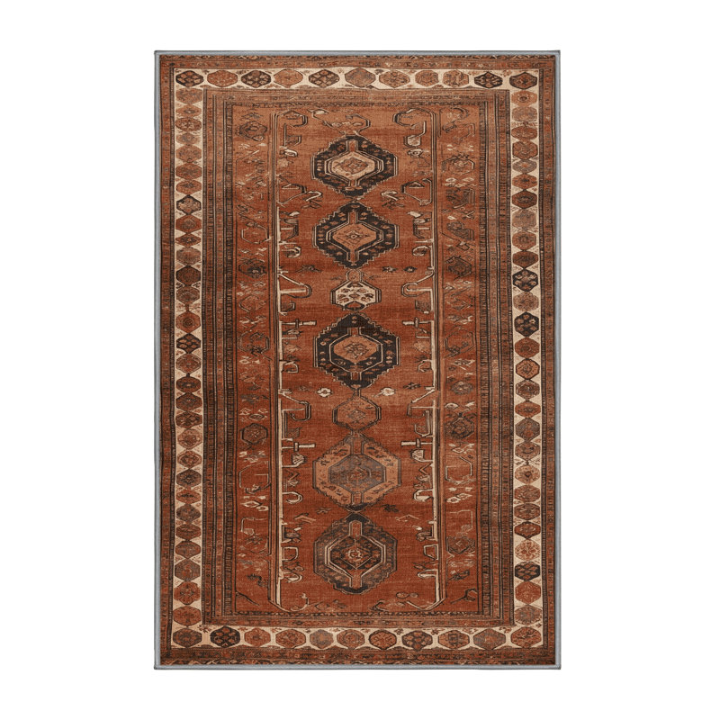 Tapis brun turc lavable à la machine, Tapis de couloir 2 pi x 4 pi