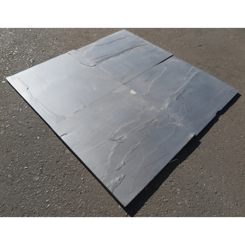 Black Slate Natural Cleft Face, Gauged Back 24" x 24" Slate Marble Look Wall & Floor Tile
