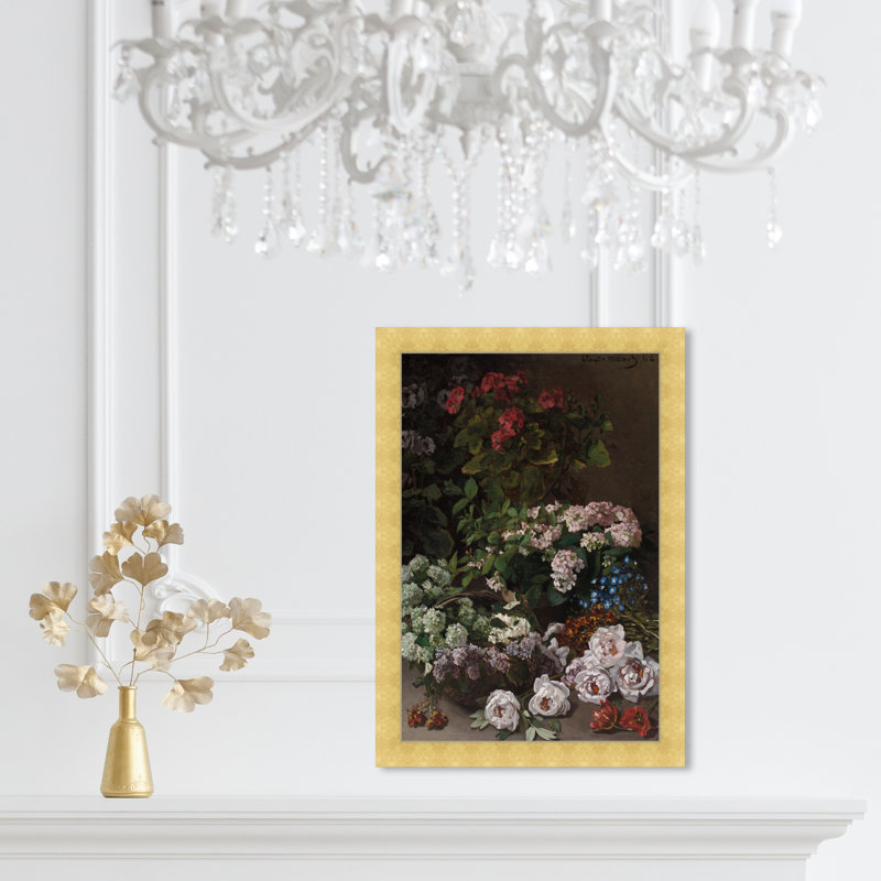 Classic Floral Bouquet by  - Picture Frame Print, H 17 po x l 12 po, Or