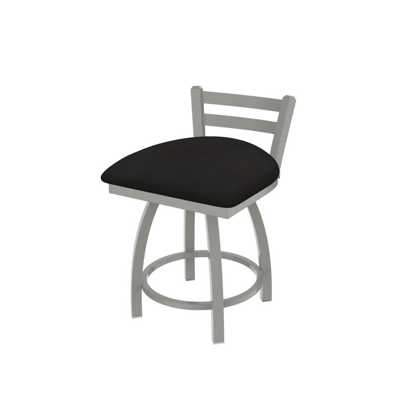 Tabouret de coiffeuse en métal Jackie, Nickel anodisé, Vinyle - Espresso Canter
