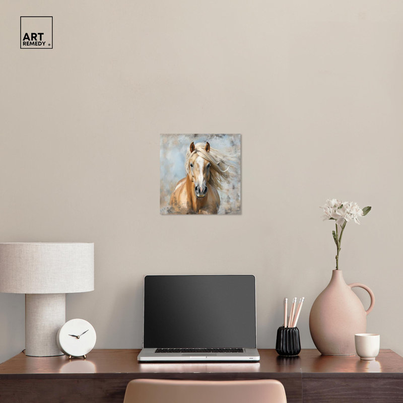 Rustic Brown and Beige Canvas Horse Wall Art, 12" x 12"